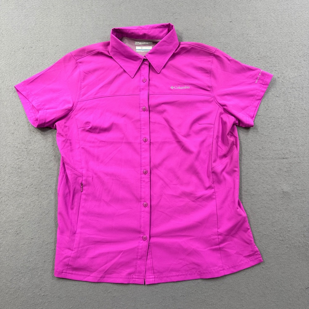 Columbia Shirt Women's Large Pink Silver Ridge Omni-Shade Short Sleeve Athletic
